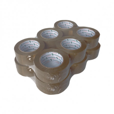 Lot de 12 rubans adhésifs PVC solvant havane 48 mm x 100 m x 33µ